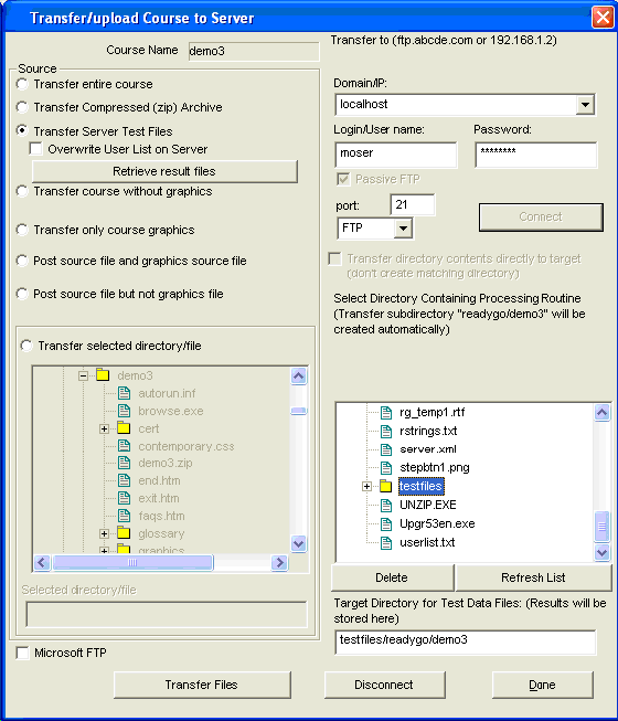 FTP tool to transfer tests 