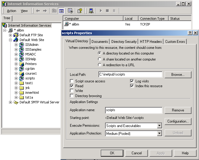 Setting the execution properties for the scripts folder 