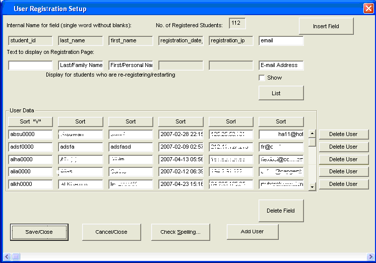 User Registration Control 