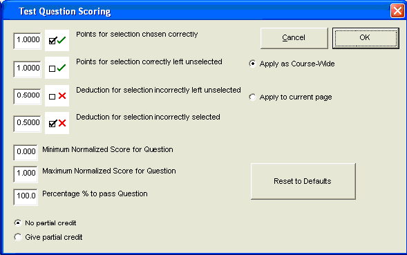 Test scoring setup 