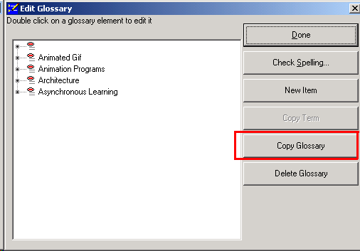 Copy a glossary, and paste it into another course 